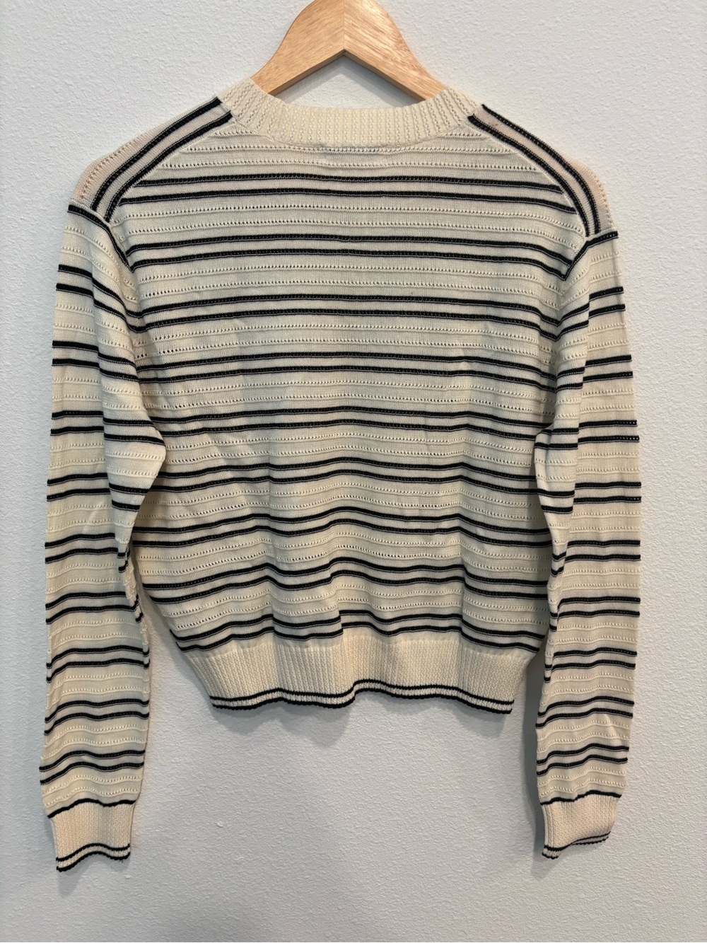 Madewell 100% Cotton Striped Crewneck Sweater in Cream and Black Size M - Picture 3 of 7